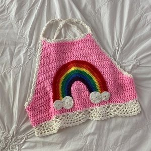 Crochet rainbow crop top